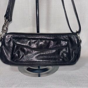 Latico Y2K Black Leather Shoulder Convertible Baguette Bag Modern Timeless